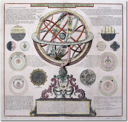 DE FER. La Sphere Artificielle ou Armilaire Oblique (Sfera Armillare). 1740