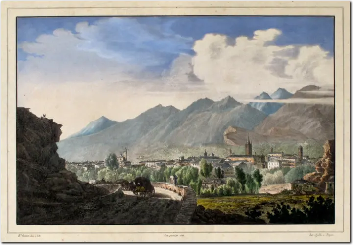 GONIN. Susa vista dalla strada del Monte Cenisio. 1836