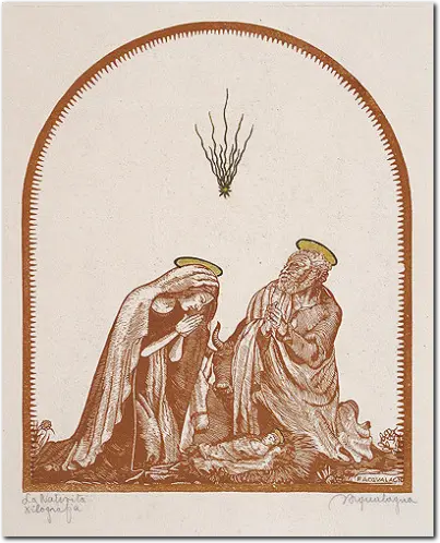ACQUALAGNA. Natività. 1930 ca. Xilografia