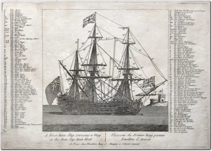 MONDHARE. Vaisseau du Premier Rang. 1750 ca. Bulino