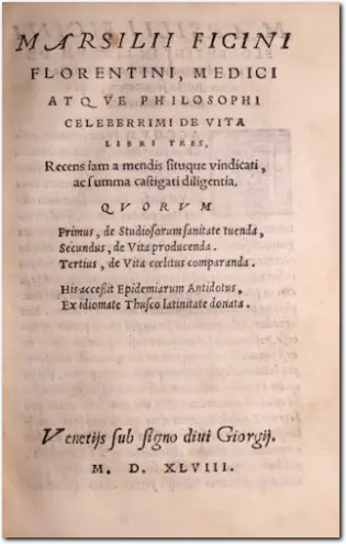 FICINO. De Vita libri tres. 1548