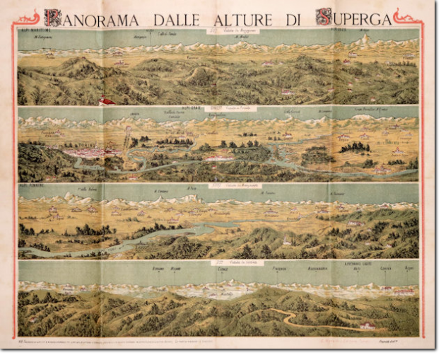 CENA. Panorama Alpi da Superga. 1890