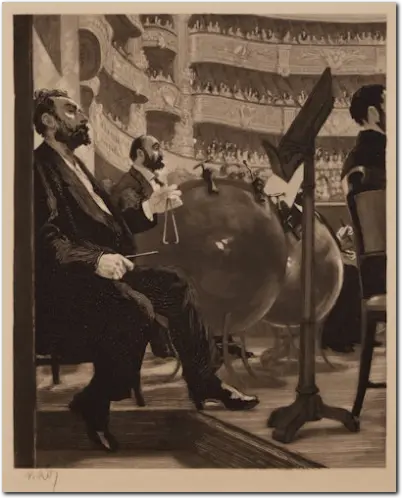 RENOUARD. L'Orchestre de l'Opéra de Paris. 1881. Acquaforte