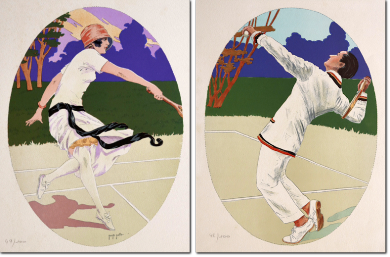 Grellet. Giocatori di tennis. 1920 ca. Pochoirs