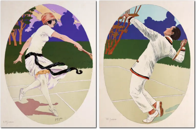 Grellet. Giocatori di tennis. 1920 ca. Pochoirs